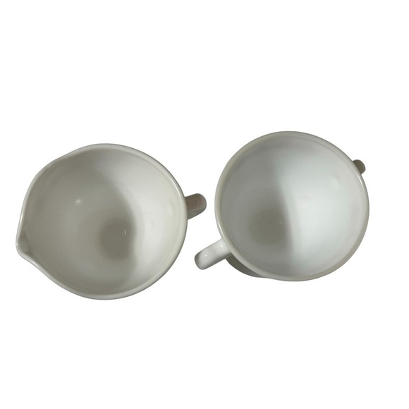 Vintage Hazel Atlas Milk Glass Footed Sugar Creamer Red Diamond Tulips - Picture 7 of 8